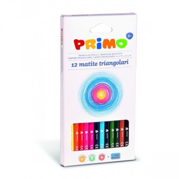 Trojhranné pastelky PRIMO 12 ks + ořezávátko