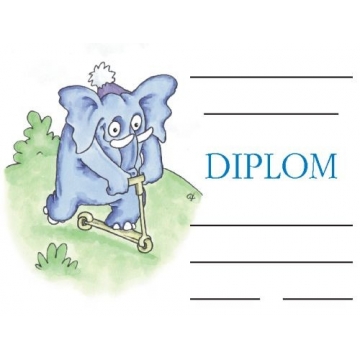 Diplom A5 - Slon a koloběžka